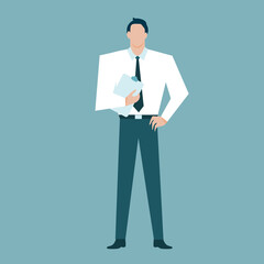 man holding blank board