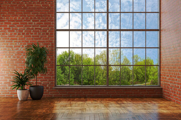 Illustration 3D rendering large luxury modern bright interiors Living room mockup computer digitally generated image