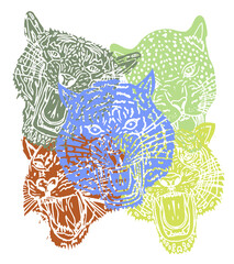 Tattoo tribal wild cats tiger graphic design vector art
