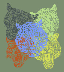 Tattoo tribal wild cats tiger graphic design vector art