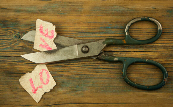 Concept, Scissor cutting the word LOVE