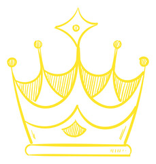 Golden crown in hand drawn style. Winner symbol