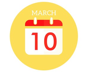 March 10 calendar flat icon