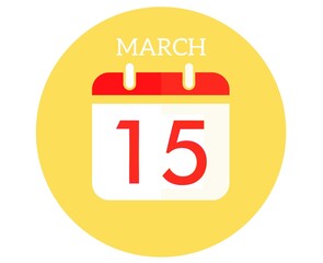 March 15 calendar flat icon