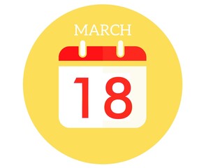 March 18 calendar flat icon