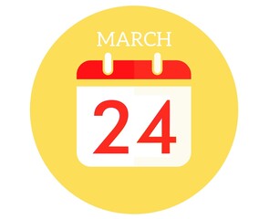 March 24 calendar flat icon