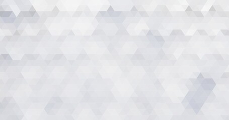 Abstract white and gray gradient mosaic triangles random pattern background.