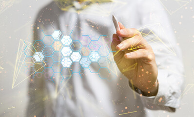 Connecting lines and dots.Big data visualization