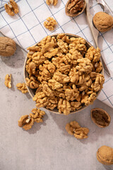 Dry nuts in glass jars, on white background. Food storage. Glass Containers. Kitchen need.