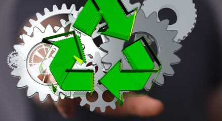 3d Green Technology Symbol concept.