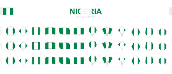 Large collection of Nigeria flags of various shapes and effects.