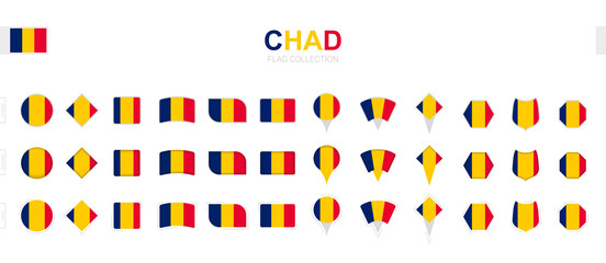 Large collection of Chad flags of various shapes and effects.