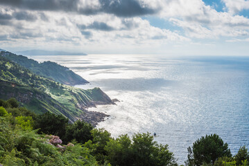 Aerial view of San Sebastiancliff, Donostia, Spain on a beautiful summer day