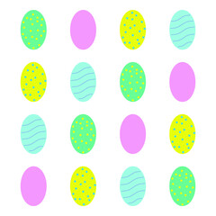 Easter egg background set. Bright painted Easter eggs in rows. vector illustration for Easter celebrations. Wallpaper image 