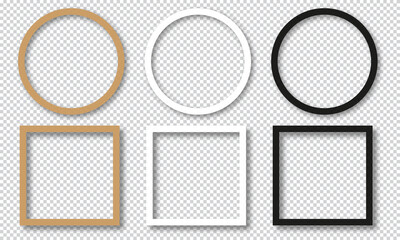 Set of empty picture frames. Picture frames mockup template for square and round image or text