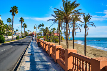 Seafront of Benalmadena town. Malaga, Andalucia, Spain.