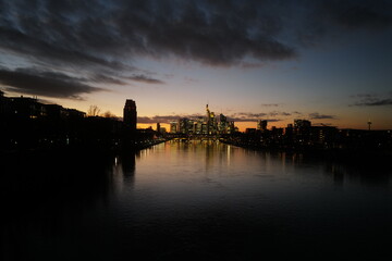Fototapeta premium Frankfurt skyline during sunset