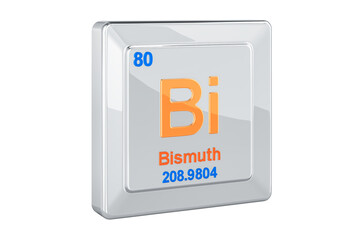 Bismuth Bi, chemical element sign. 3D rendering