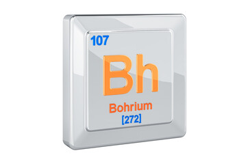 Bohrium Bh, chemical element sign. 3D rendering