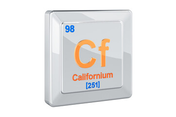 Californium Cf, chemical element sign. 3D rendering