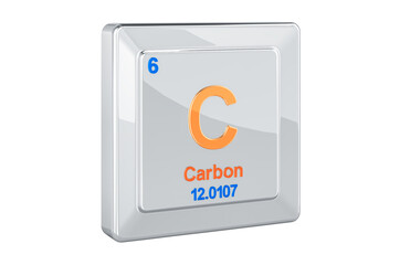 Carbon C, chemical element sign. 3D rendering