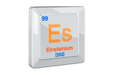 Einsteinium Es, chemical element sign. 3D rendering