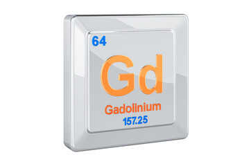 Gadolinium Gd, chemical element sign. 3D rendering