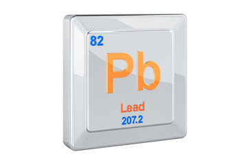 Lead plumbum Pb, chemical element sign. 3D rendering