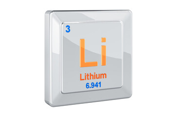 Lithium Li, chemical element sign. 3D rendering