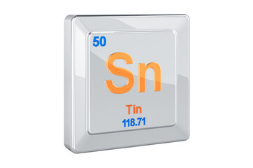 Tin, stannum Sn, chemical element sign. 3D rendering
