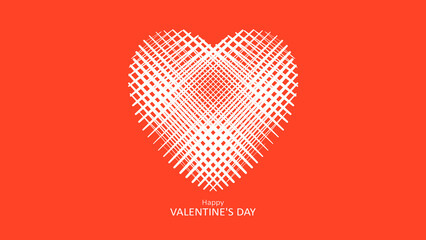 Heart on a red background. Congratulatory banner. Happy Valentine's Day 