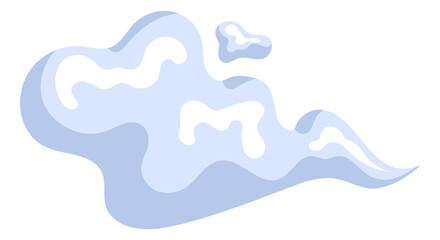 Flying cloud. Windy weather symbol in cartoon style