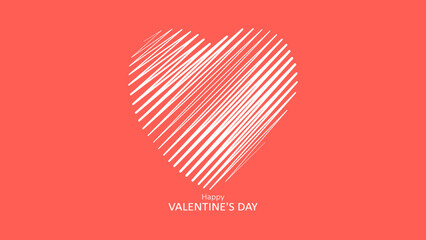 Heart on a pink background. Congratulatory banner. Happy Valentine's Day 