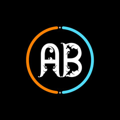 AB, Letter Logo Template Vector Design. black background. A A BA,  circle logo design vector.