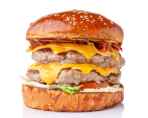 fresh hamburger with beef patty on white background for menu2