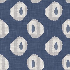French blue doodle motif linen seamless pattern. Tonal country cottage style abstract scribble motif background. Simple vintage rustic fabric textile effect. Primitive drawing shabby chic cloth. - 486354357