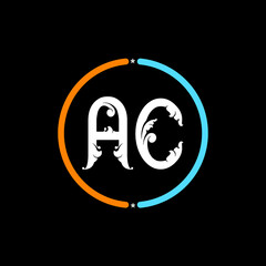 AC, Letter Logo Template Vector Design. black background. C A circle logo design vector.