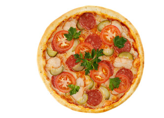 pizza with sausage on white background for menu1