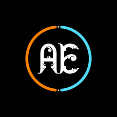AE, Letter Logo Template Vector Design. black background.  A E circle logo design vector.