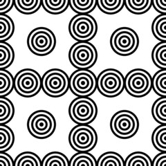 seamless pattern with circles, black and white, vector illustration 