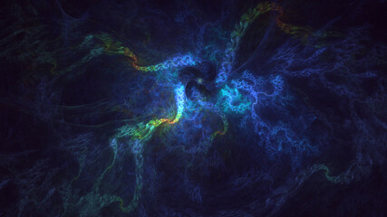 3D rendering abstract blue fractal light background