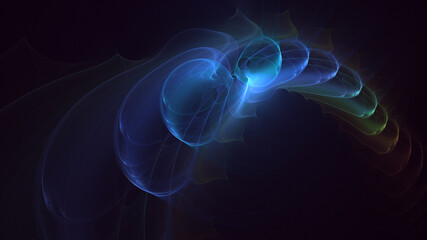 3D rendering abstract blue fractal light background