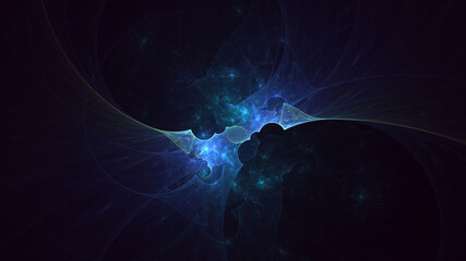 3D rendering abstract blue fractal light background