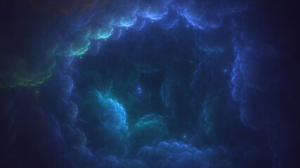 3D rendering abstract blue fractal light background