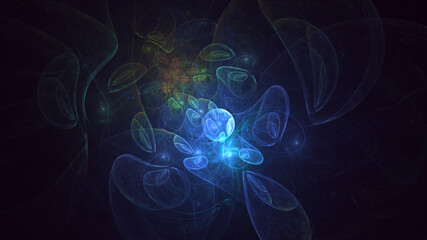 3D rendering abstract blue fractal light background