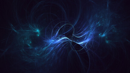 3D rendering abstract blue fractal light background