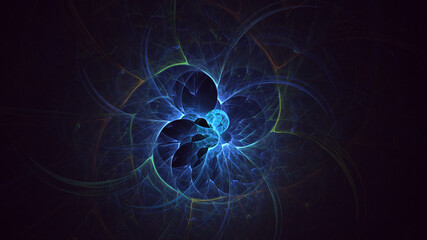 3D rendering abstract blue fractal light background