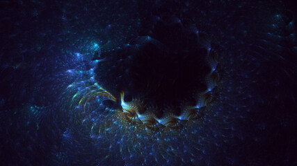 3D rendering abstract blue fractal light background