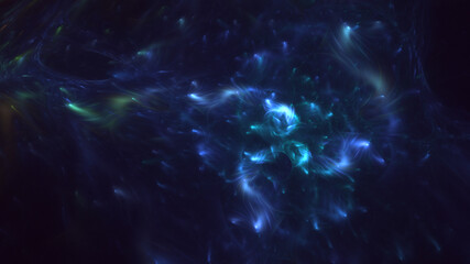 3D rendering abstract blue fractal light background