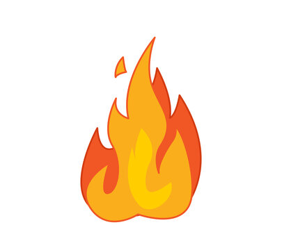 Cartoon fire with outline. Vector illustration in cartoon childish style. Isolated funny clipart on white background. cute fire print.